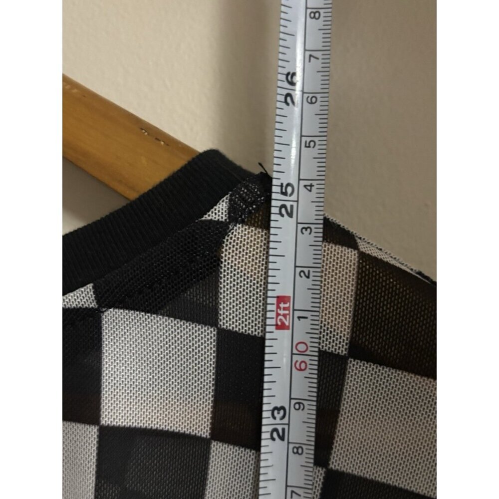 Hot Topic Black & White Checkered Women’s Mesh Top S/M - Picture 9 of 10
